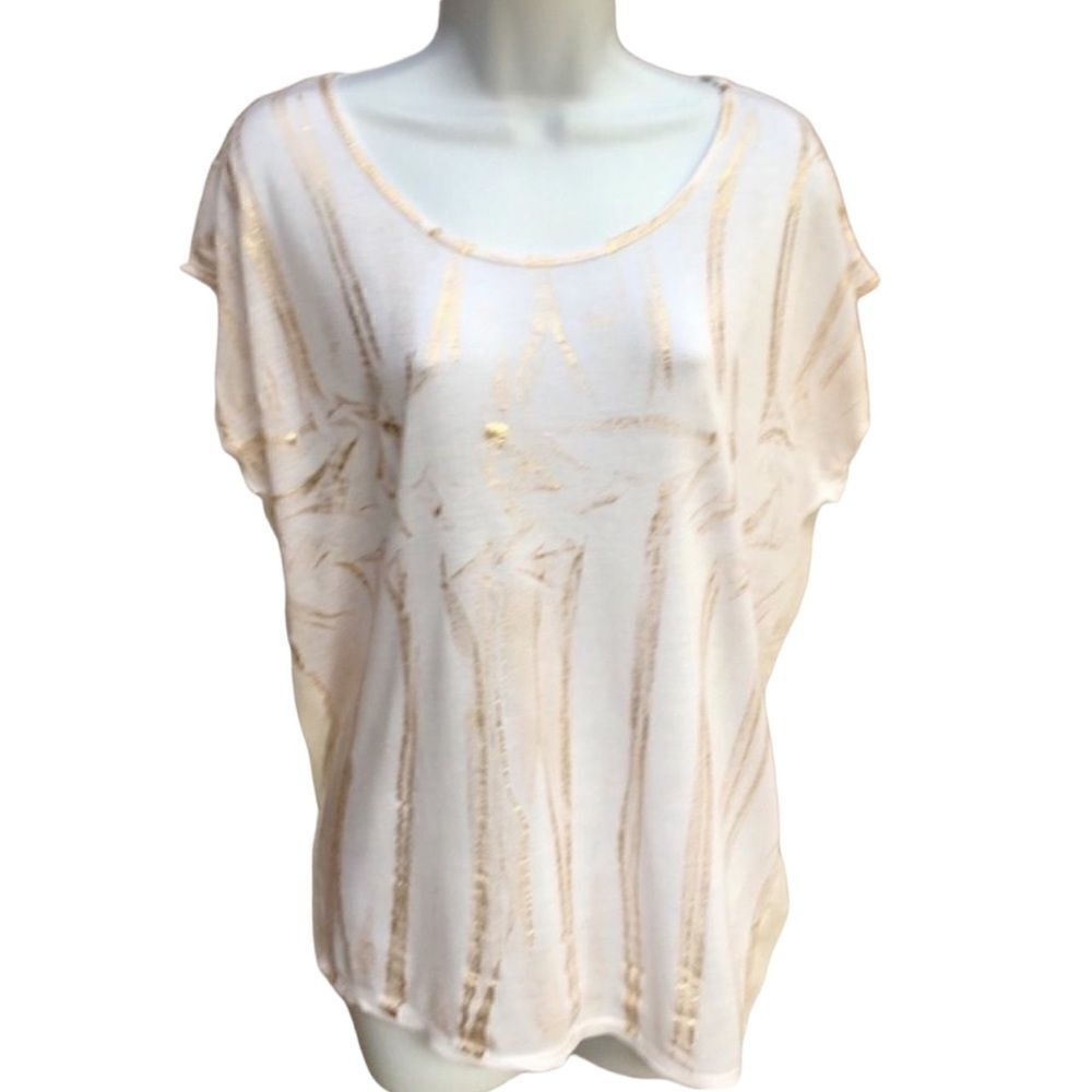 h.i.p. Sparkly Gold Paint Splatter Sheer Back Top
